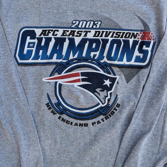 Vintage New England Patriots 2003 AFC East Champions NFL Long Sleeve Shirt Large - Picture 3 of 4